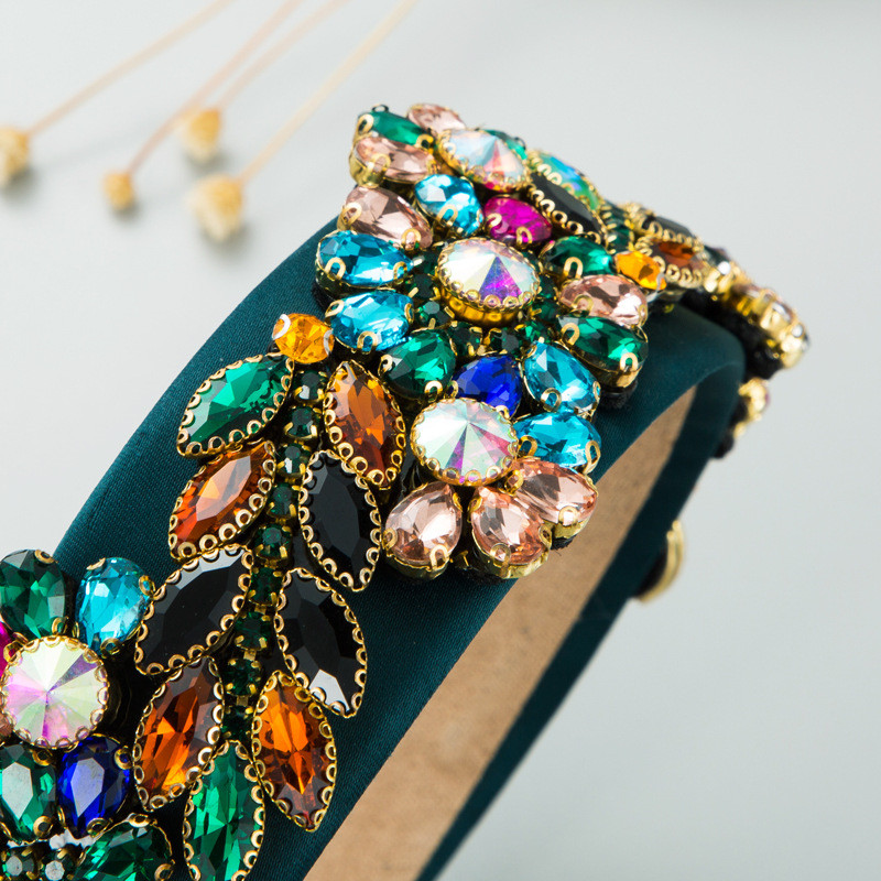 Fashion Baroque Color Glass Drill Cloth Headband Hair Accessories Women Hair Ornaments - Image 3