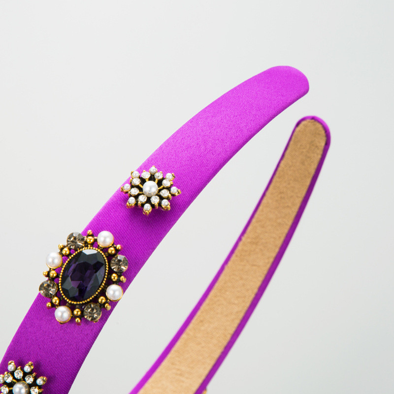Retro Glass Drill Pearl Headband Female Baroque Thin Edges Headwear Hair Accessory Fashion - 图片 3