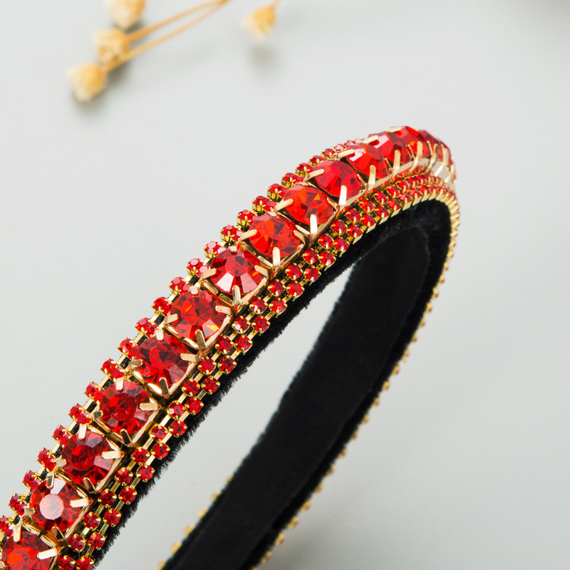 Rhinestone Fashion Headband Female Baroque Diamond Gold Velvet Fashion Thin Edges Headdress - 图片 3