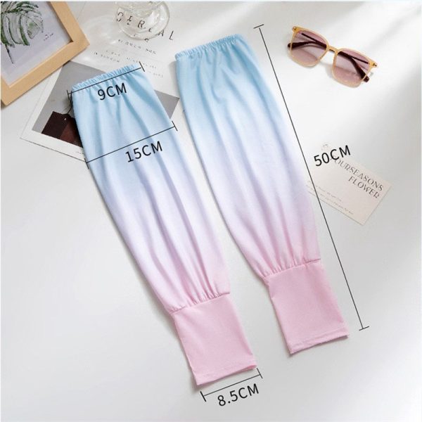 1 Pair Ice Silk Sleeve girls Sunscreen Sleeve Loose UV Protection arm Sleeve Cycling Driving Gradient Women Arm Warmer Sleeve - Image 7