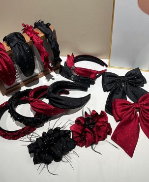 Headband Retro Satin Rhinestone Knotted Hairband Bow Barrettes Fashion Women Hair Accessory