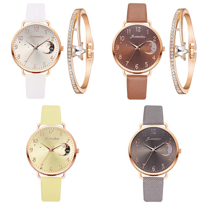 Ladies Womens Watch+Bracelet Fashion Leather Strap Quartz Wristwatch Xmas Gift - 图片 40