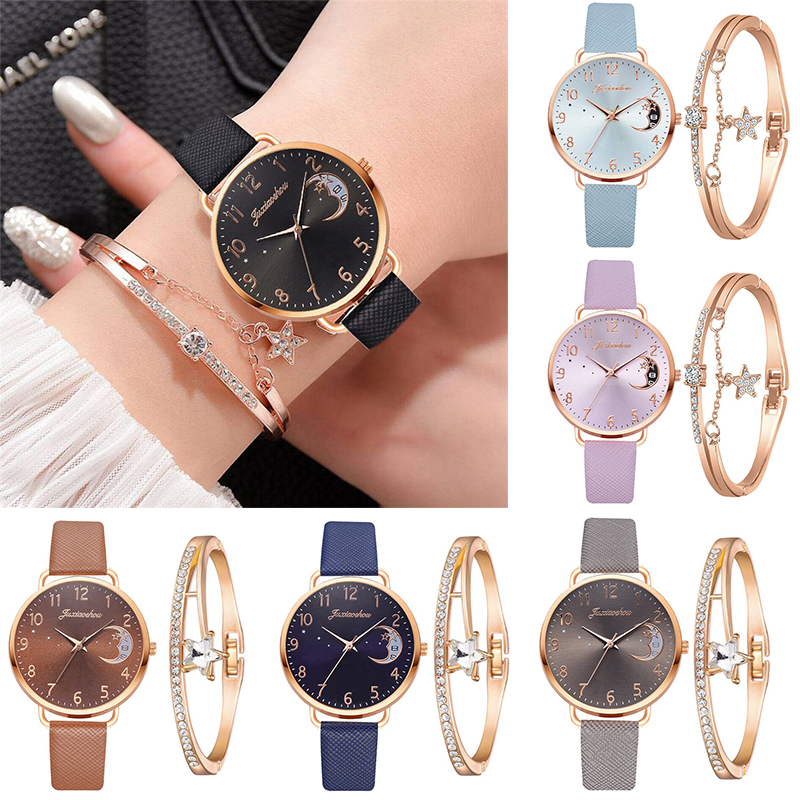 Ladies Womens Watch+Bracelet Fashion Leather Strap Quartz Wristwatch Xmas Gift - 图片 39