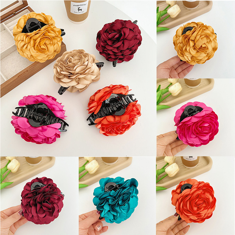 Large Elegant Rose Grip Female Back Head Barrettes Hair Accessories Top Clip - 图片 28