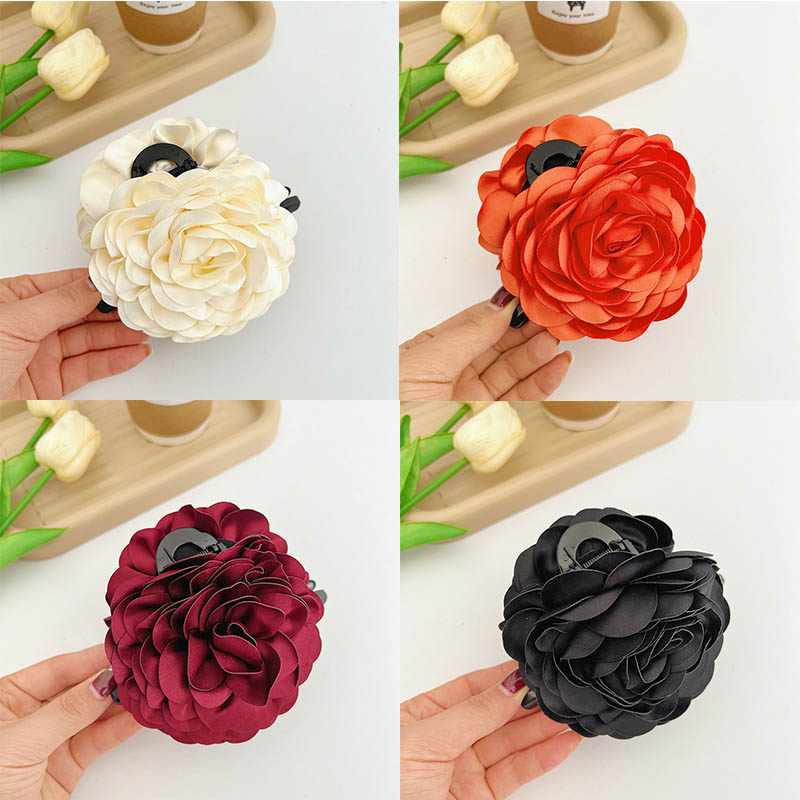 Large Elegant Rose Grip Female Back Head Barrettes Hair Accessories Top Clip - 图片 23