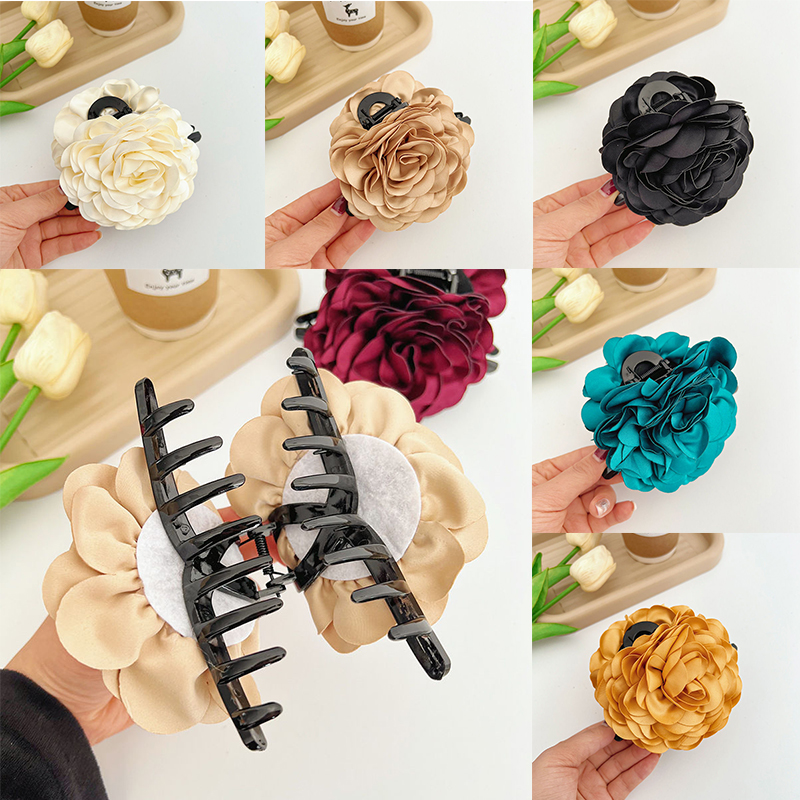 Large Elegant Rose Grip Female Back Head Barrettes Hair Accessories Top Clip - 图片 24