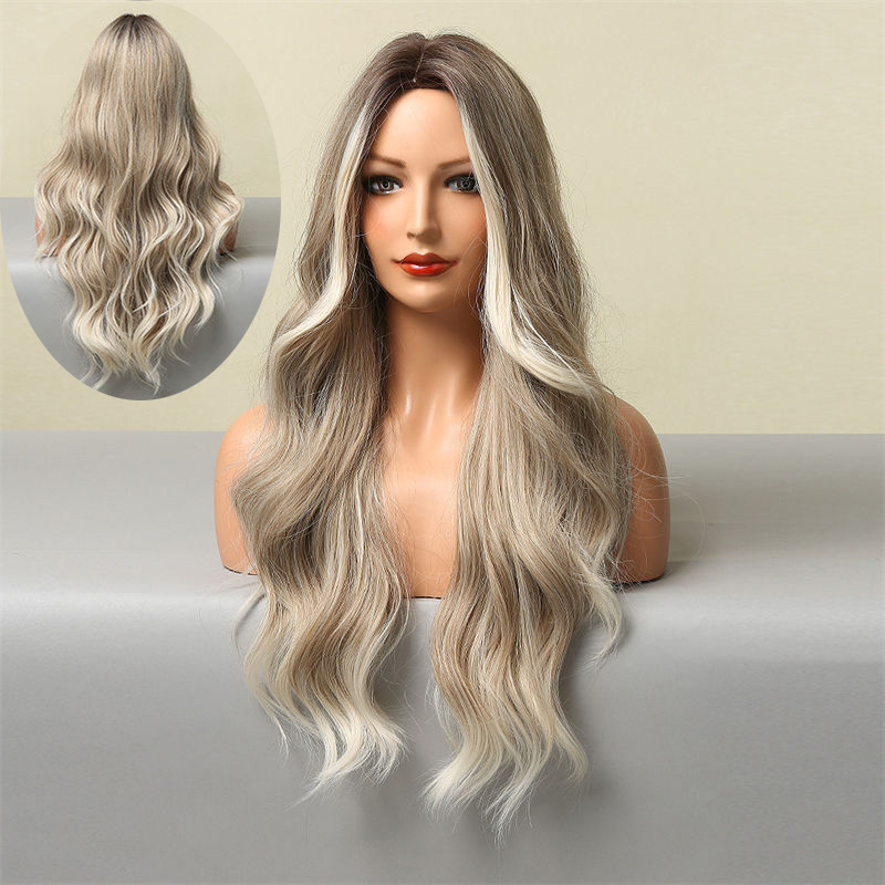 Fashion Medium Big Wave Light Natural Mixed Color Light Gray Full-Head Wig Wig Female Wigs - 图片 19