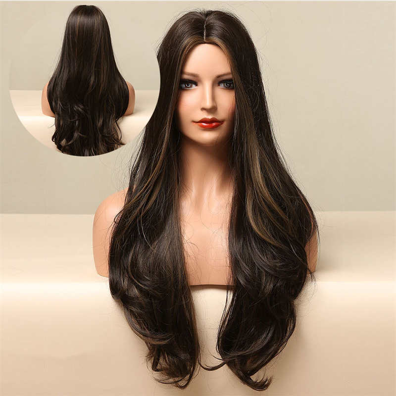 Wig Female Big Wave Long Curly Hair Cover Mid-Length Long Hair Black Dyed Full Head Cover Wigs - Image 15
