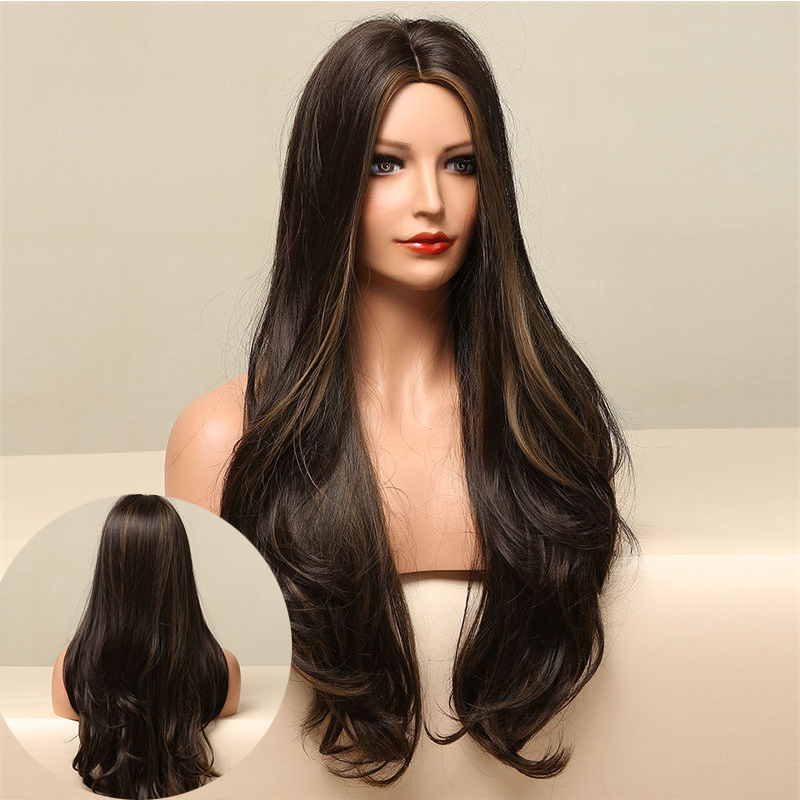 Wig Female Big Wave Long Curly Hair Cover Mid-Length Long Hair Black Dyed Full Head Cover Wigs - Image 16