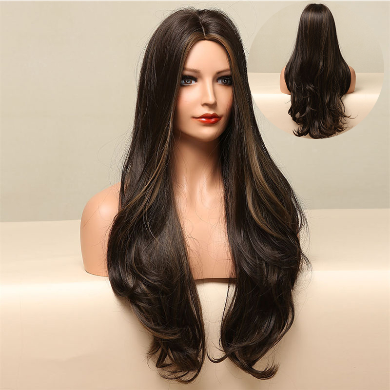 Wig Female Big Wave Long Curly Hair Cover Mid-Length Long Hair Black Dyed Full Head Cover Wigs - Image 14