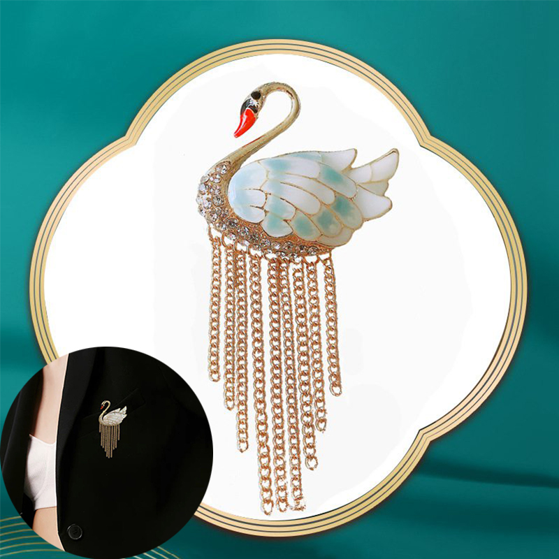 Chinese style swan tassel brooch, elegant animal brooch, new enamel suit jacket, brooch accessories - Image 15