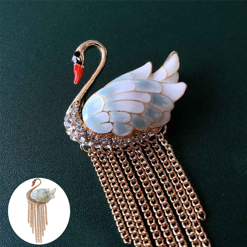 Chinese style swan tassel brooch, elegant animal brooch, new enamel suit jacket, brooch accessories - Image 12