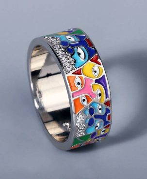 2024 New Rings For Women White CZ Handmade Enamel Lovely Cat Unique Trendy Ring Party Fashion Jewelry Christmas gift