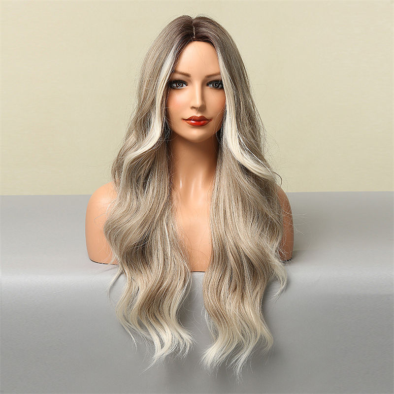 Fashion Medium Big Wave Light Natural Mixed Color Light Gray Full-Head Wig Wig Female Wigs - 图片 6