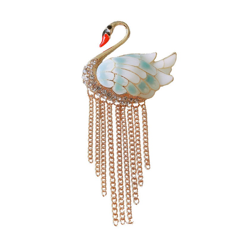 Chinese style swan tassel brooch, elegant animal brooch, new enamel suit jacket, brooch accessories - Image 5