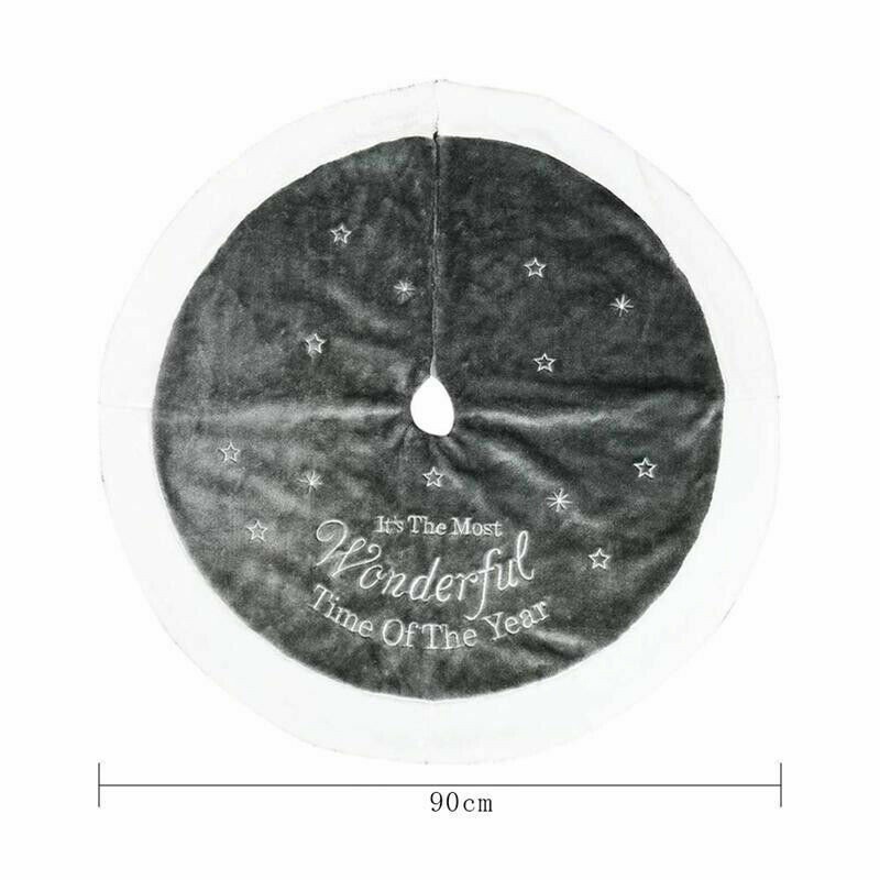 90cm Luxury Grey Fur Christmas Tree Skirt Festive Home Xmas Snowflake Decor - Image 6