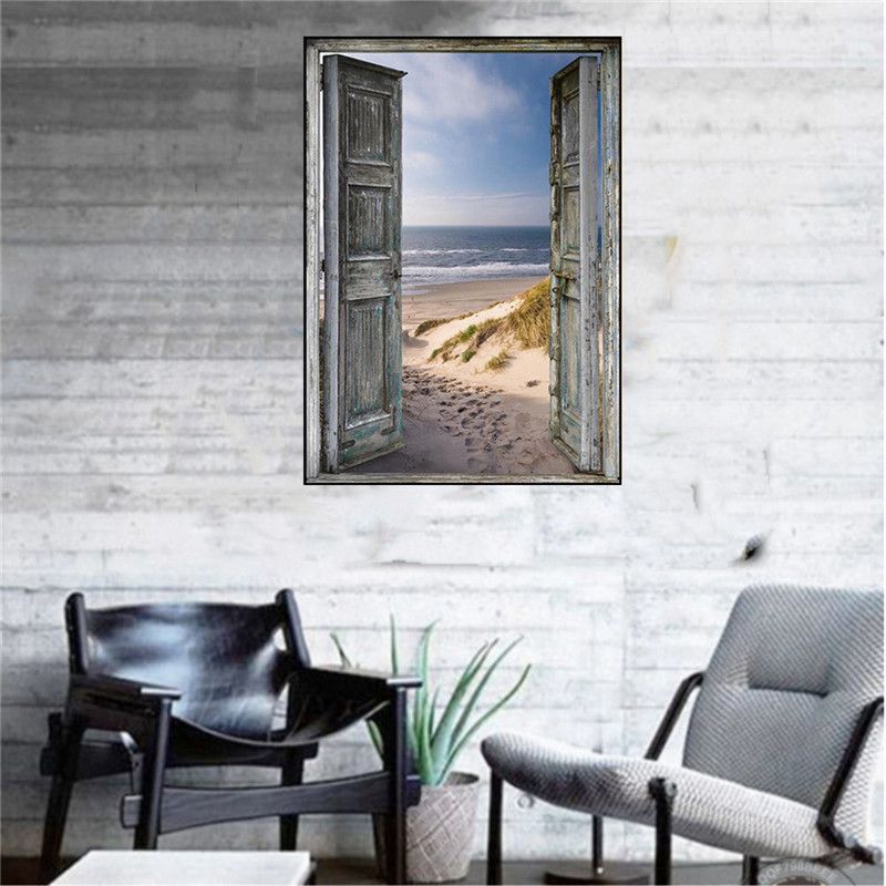 Diamond Painting DIY 5D Full Drill Pushing Open Door And Sea Room Decor Gift - 图片 4