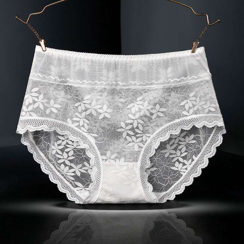 Large Size High Waist Panties for Women Underwear Sexy Lace Transparent Briefs - 图片 9
