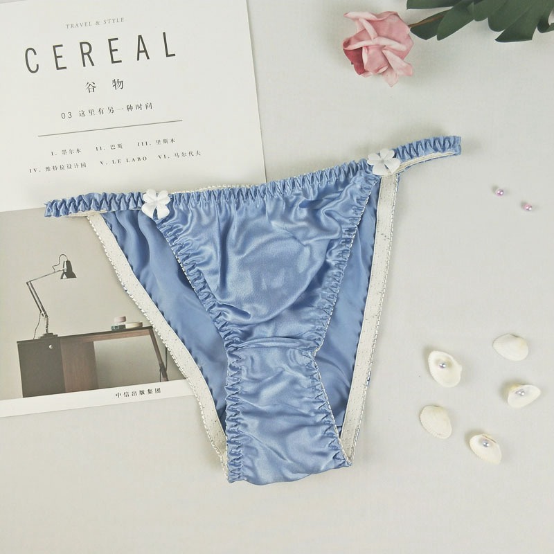 3pcs Summer Lady Sexy Silk Underwear Plain Satin 100% Mulberry Silk Sexy European Size Briefs - Image 8
