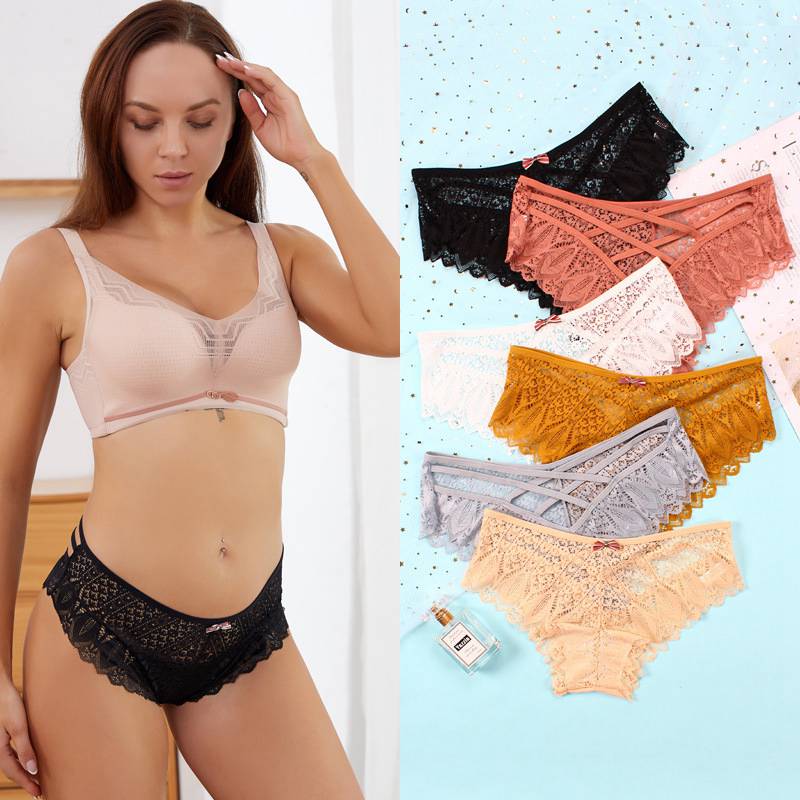 New Panties Women Lace Underwear Sexy Low-Waist Briefs Hollow Out G String Underpant Solid Comfortable Female Lingerie - 图片 7