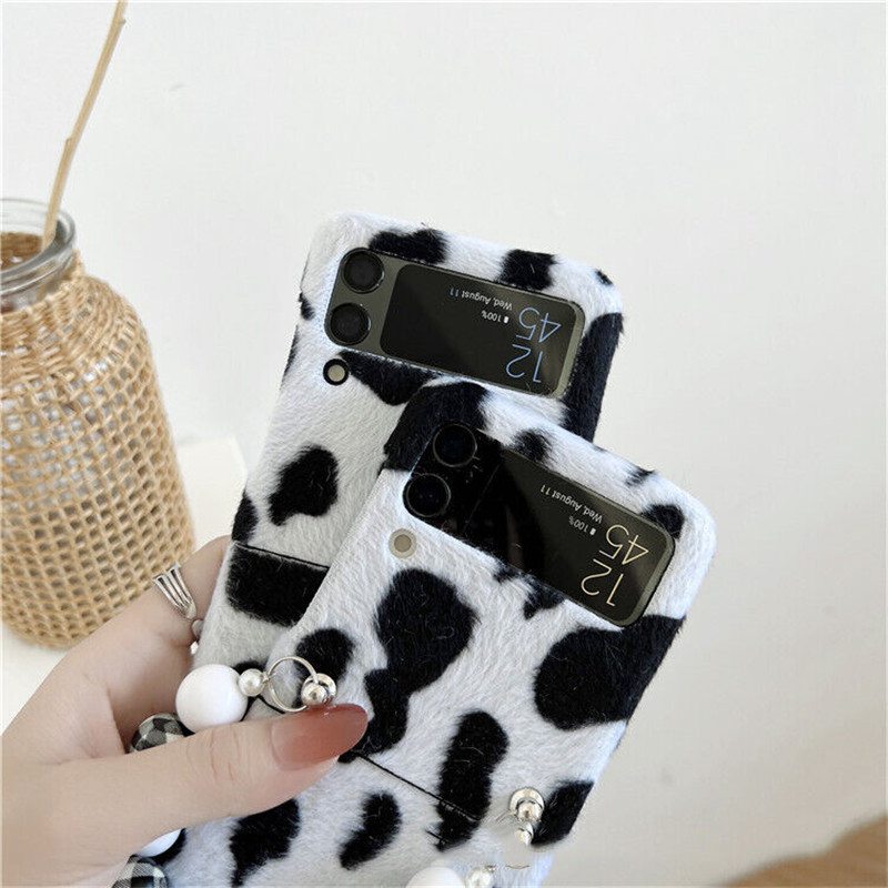 Cow Winter Fur Shockproof Hard Back Phone Case Cover For Samsung Galaxy Z Flip 3 - Image 4
