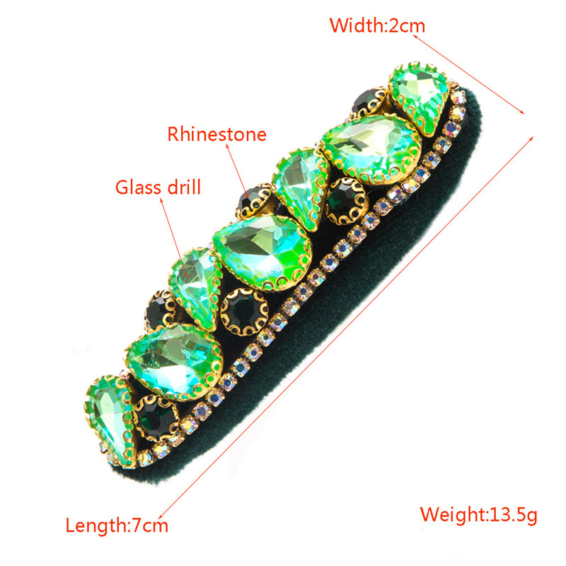 Retro Women's Side Bang Clip Broken Hair Hairpin Headband Super Shiny Glass Drill Sponge Barrettes - 图片 6