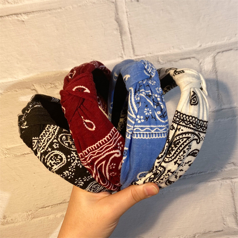 Knitted Retro Baroque Headband National Style Fabric Cross Headband Female Yoga Hair Accessories - 图片 5