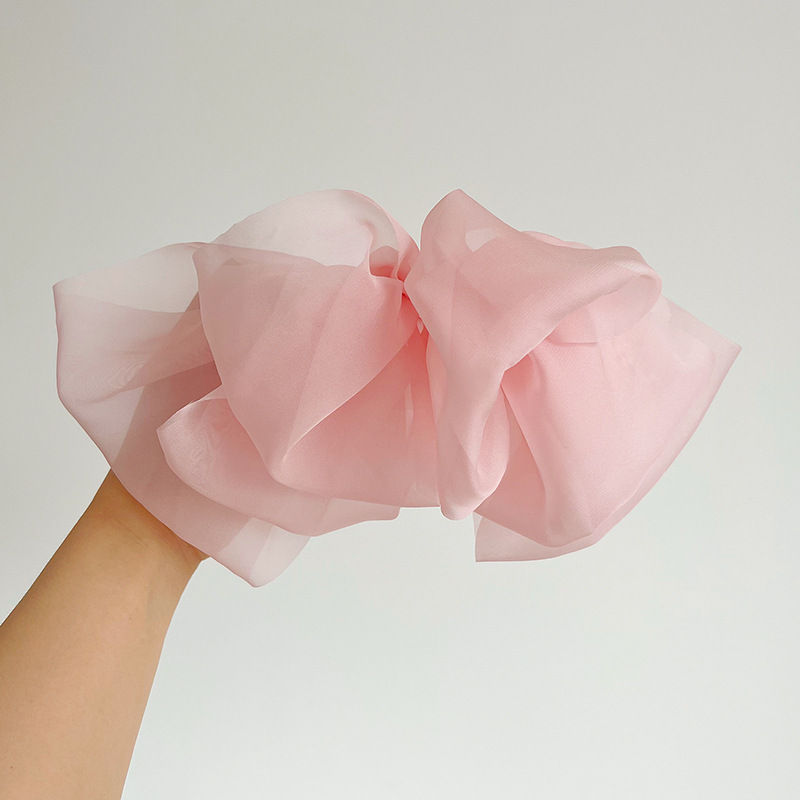 Multi-Layer Tulle Chiffon Large Bow Barrettes Ultra-Thin Pleated Spring Clip Hair Accessories - 图片 18