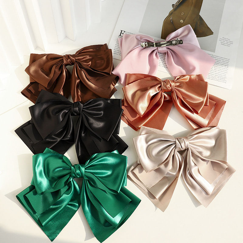 Clip Hair Accessories Women's Head Clip Textured Satin Multilayer Bow Barrettes Headband