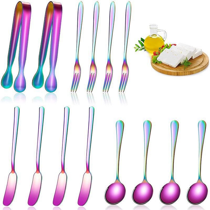12Pcs/Set столовые приборы Cutlery Western Dessert Cutlery Ice Cream Spoon Long Handle Tableware Christmas Party Supplies - 图片 6