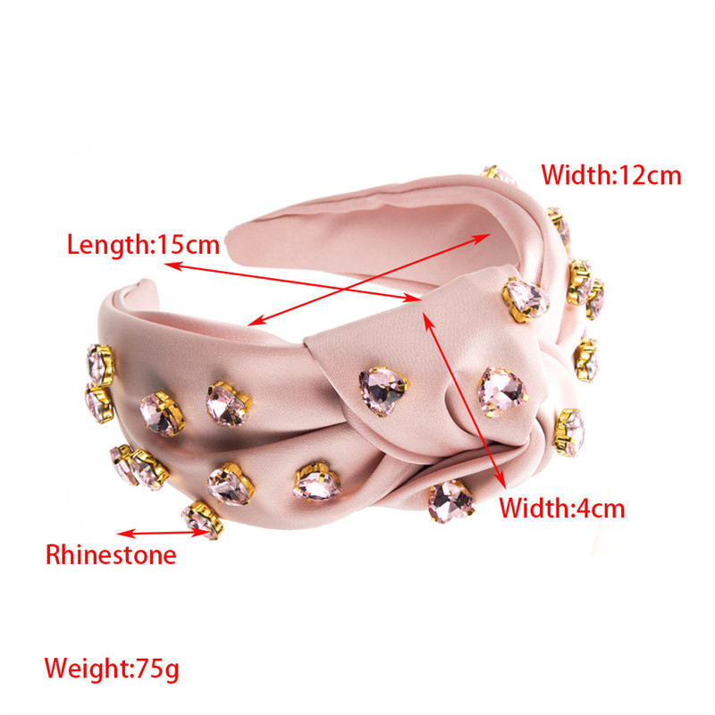 Fashion Wide-Brimmed Knotted Fabric Headband Female Baroque Love Glass Drill Elegant Hair Accessories - 图片 4