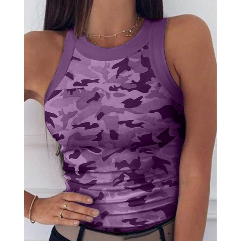 Cross-Border Digital Women's Printed Wear round Neck I-Shaped Vest Sexy Summer XINGX Printed Vest Top for Women - 图片 12