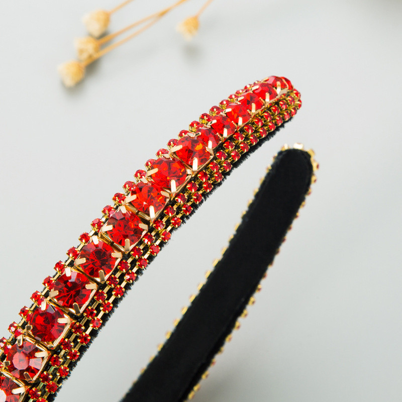 Rhinestone Fashion Headband Female Baroque Diamond Gold Velvet Fashion Thin Edges Headdress - 图片 4