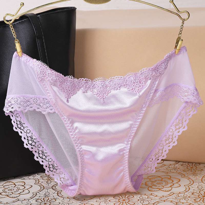 Sexy Women Shiny Satin Lace Knickers Briefs Panties Seamless Underwear Lady - 图片 6