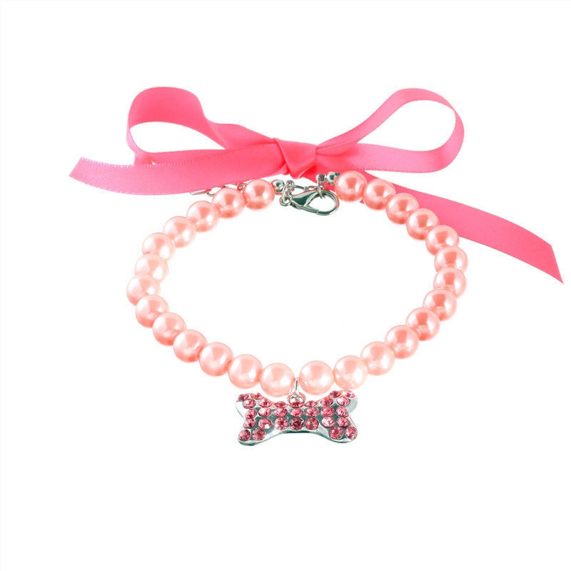 Imitation Pearl Cute Dog Necklace Pet Collar Accessories Jewelry Neck Chain For Small Dogs Large Dog Cats 5 colors - Image 4