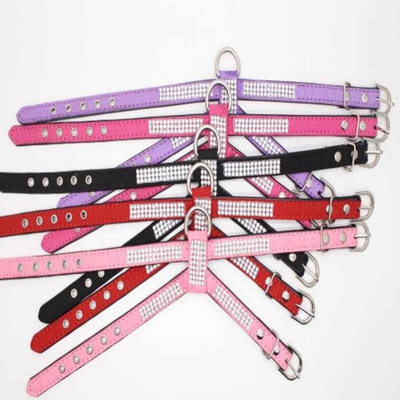 Dog Collar Adjustable Pet Products pet Necklace Dog Harness Leash Quick Release Bling Rhinestone 1 PC PU Leather - Image 6