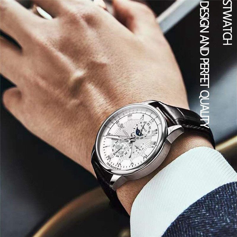 Men Watch Leather Waterproof Luminous Mens Quartz Wristwatch Casual Man Watches
