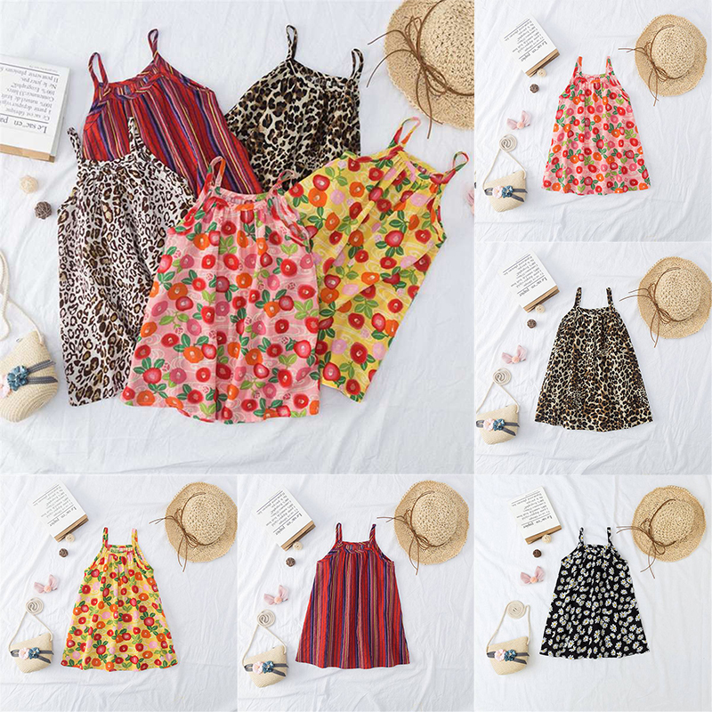 Girls Baby Summer Dress Sleeveless Floral Colorful Spotty Cotton Strappy NEW - 图片 35
