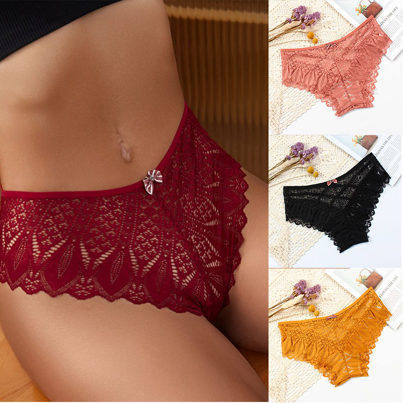 New Panties Women Lace Underwear Sexy Low-Waist Briefs Hollow Out G String Underpant Solid Comfortable Female Lingerie - 图片 14