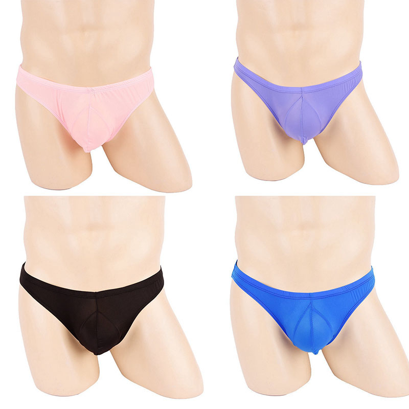 Sexy Men Ice Silk Briefs Lingerie Underwear Bulge Pouch Bikini Panties - 图片 31