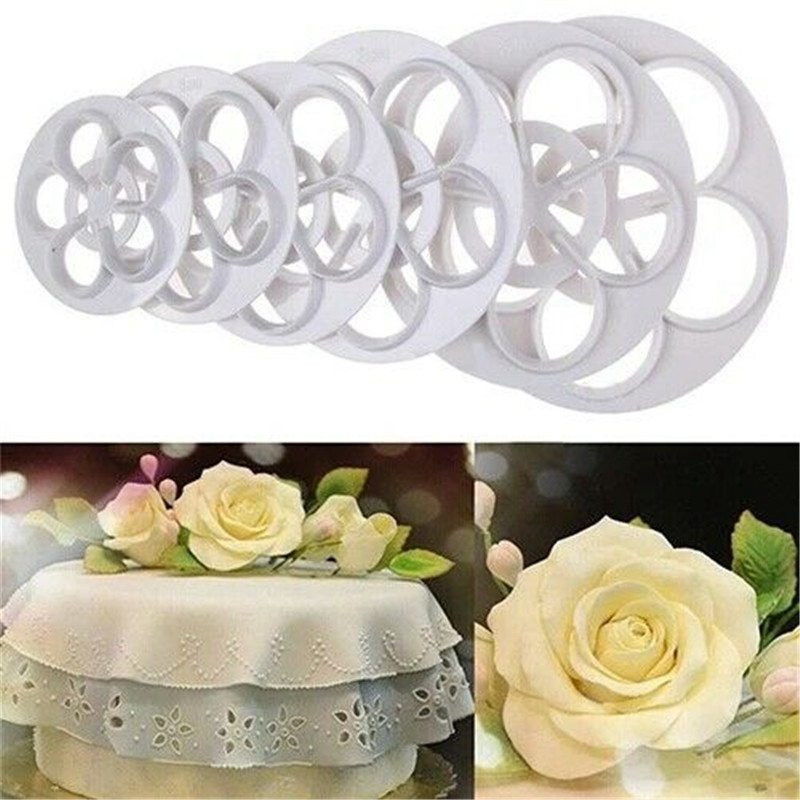 6Pcs Rose Flower Fondant Mould Cutter Cake Decorating Craft Icing Baking Tools - 图片 4