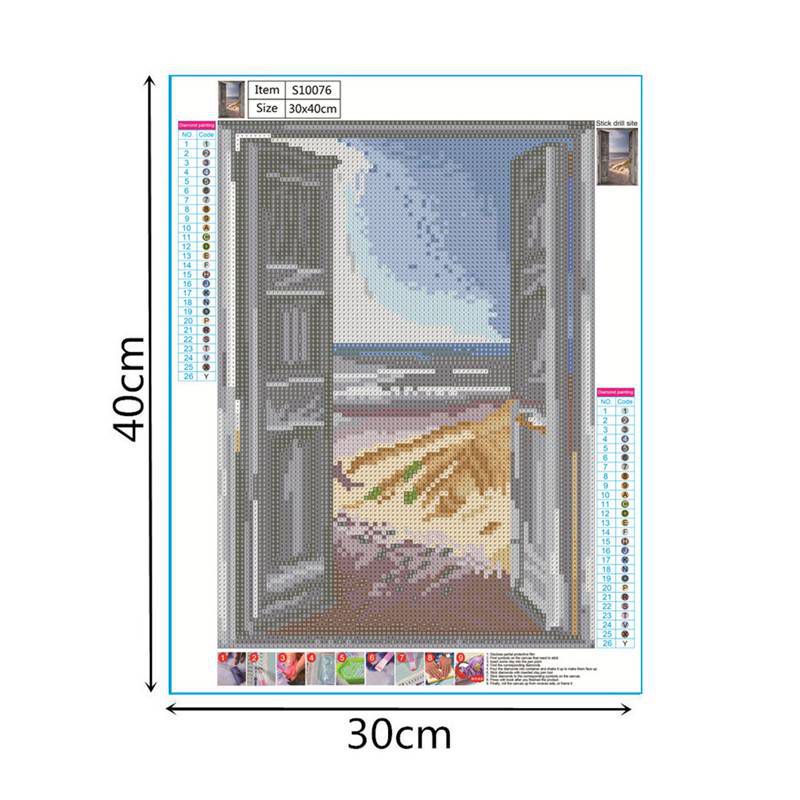 Diamond Painting DIY 5D Full Drill Pushing Open Door And Sea Room Decor Gift - 图片 5