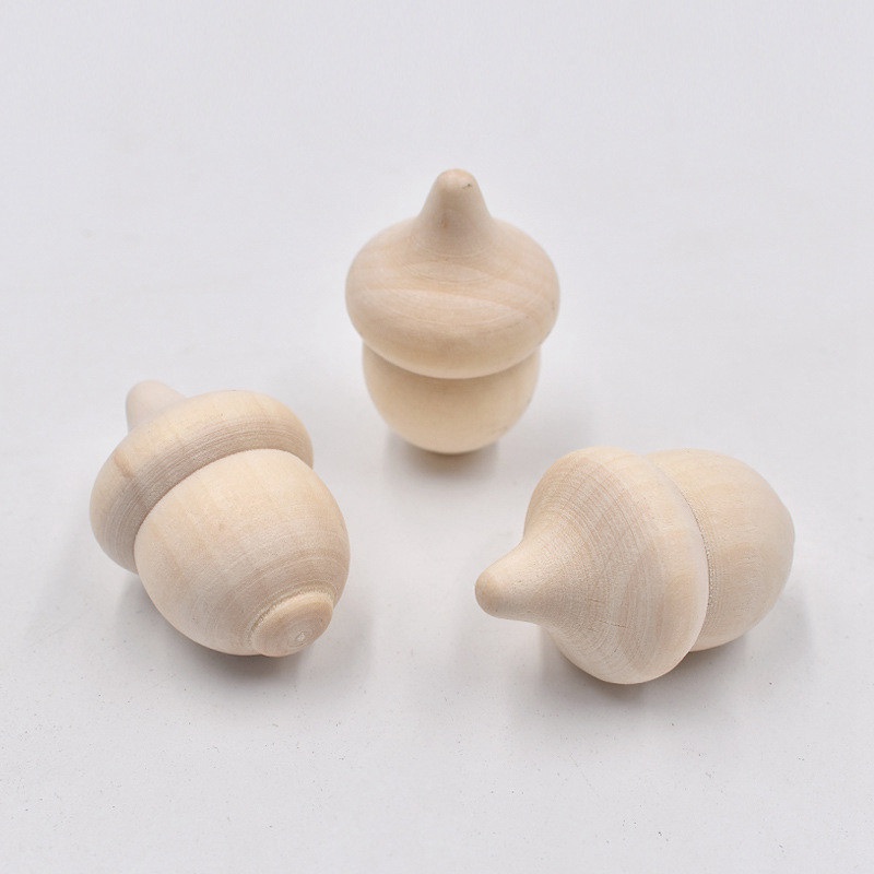 10 Pcs Wooden Acorns Unfinished Paint Stain DIY Craft Home Decor Ornament - Image 5