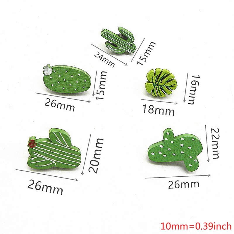 30PCS Wooden Push Pins Cactus Palm Leaf Thumb Tack Decorative Cute Pushpins for Photos Wall, Maps, Bulletin Board or Cork Boards - Image 5
