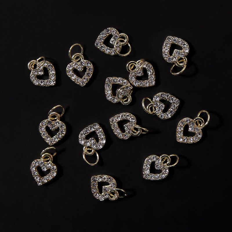Nail love nail hollow pendant Heart-shaped alloy flash diamond nail fingertip decoration - Image 5