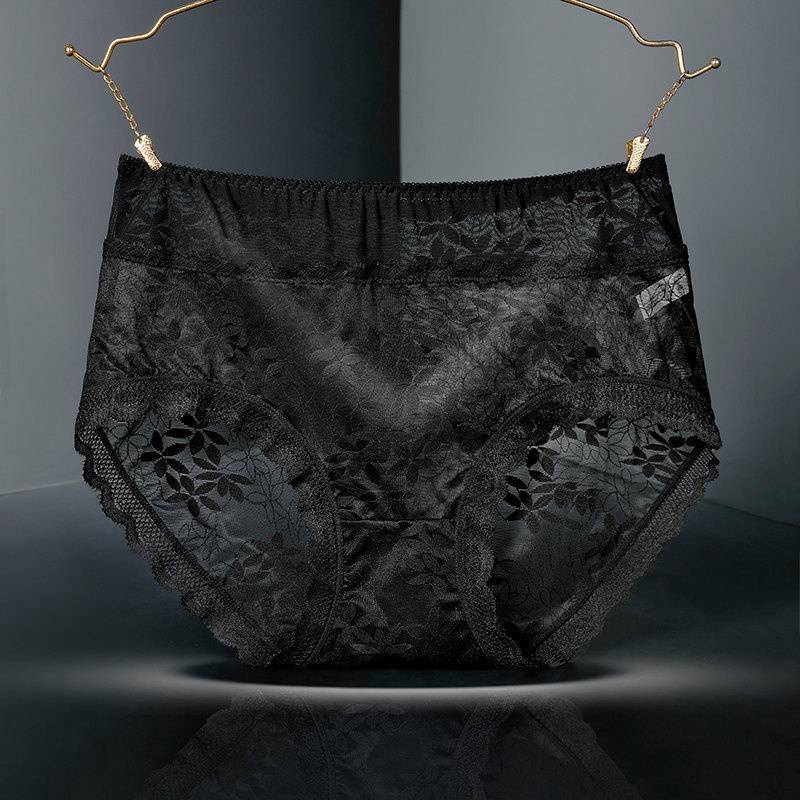 Large Size High Waist Panties for Women Underwear Sexy Lace Transparent Briefs - 图片 10