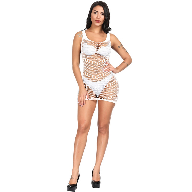 Sexy Women Fishnet Hollow Out Mesh See-through Chemise Babydoll Mini Dress Club - Image 27