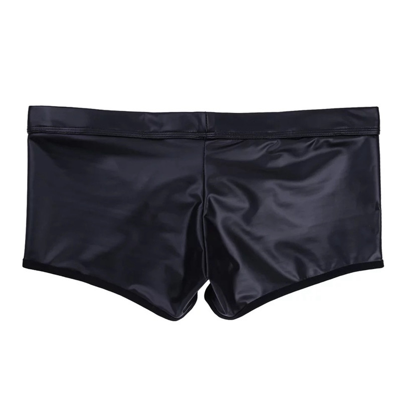 Sexy Lingerie Trunks Men Underwear Faux Leather Boxer Brief Shorts Underpants - 图片 5
