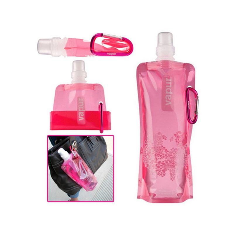 2 x 500ml Foldable Water Bottles Running Cycling Outdoor Reusable Folding Bottle - Image 5