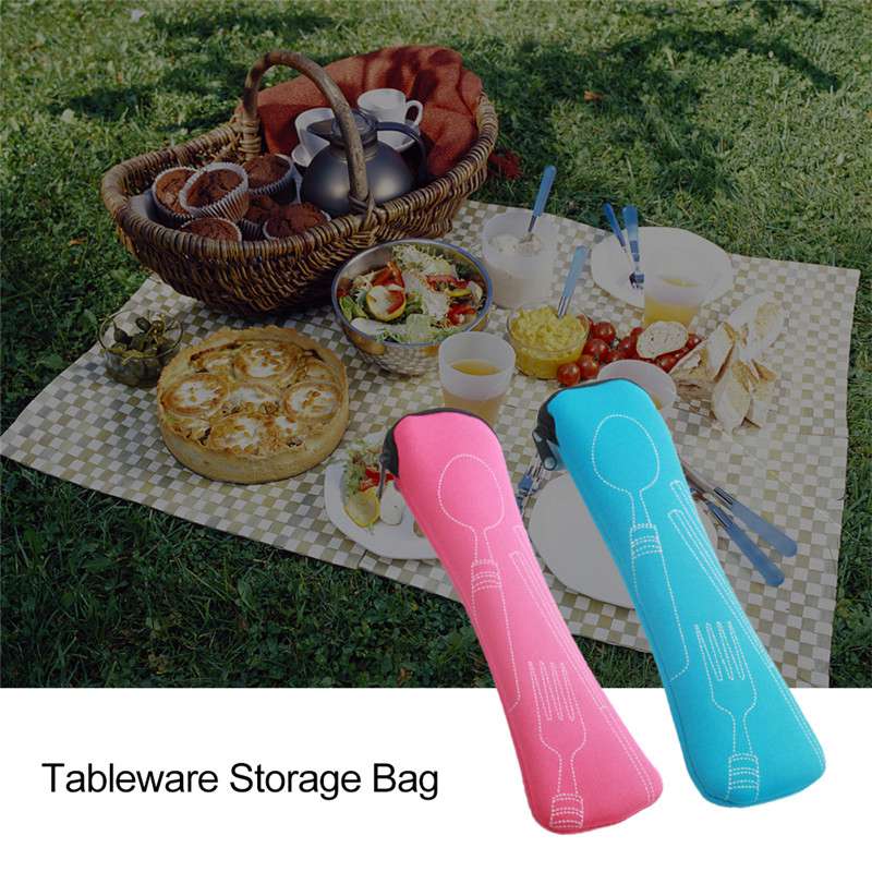 Portable Tableware Bag Cutlery Bag Dinner Set Travel Packaging Storage Box Dinnerware Picnic Fork Spoon Bag Without Dinnerware - 图片 12